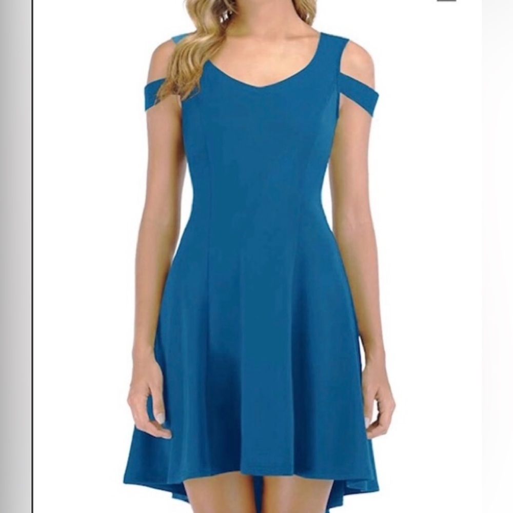 Cold Shoulder High Low Skater Dress